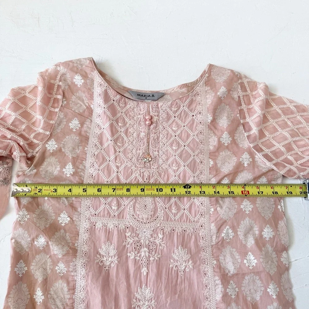 Maria.B Pakistanis Embroidered Beaded Dress Pink Peach Dress Size M - Picture 7 of 8